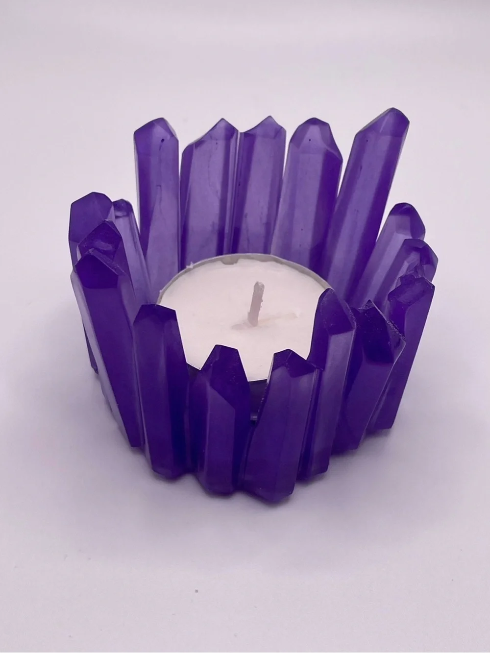 Purple Resin Crystal Candle Holder